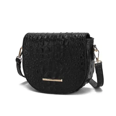 Mkf Collection By Mia K Amalia Crossbody Bag Croc-embossed Vegan Leather Shoulder Bag In Black