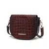 Mkf Collection By Mia K Amalia Crossbody Bag Croc-embossed Vegan Leather Shoulder Bag In Brown