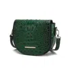 Mkf Collection By Mia K Amalia Crossbody Bag Croc-embossed Vegan Leather Shoulder Bag In Green