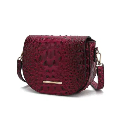 Mkf Collection By Mia K Amalia Crossbody Bag Croc-embossed Vegan Leather Shoulder Bag In Pink