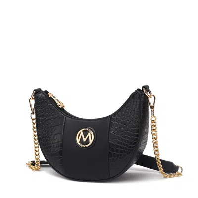Mkf Collection By Mia K Amira Crocodile Embossed Vegan Leather Women's Shoulder Handbag In Black