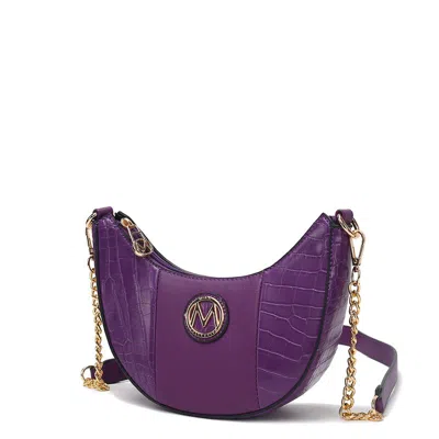 Mkf Collection By Mia K Amira Crocodile Embossed Vegan Leather Women's Shoulder Handbag In Purple
