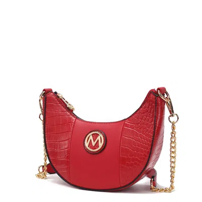 Mkf Collection By Mia K Amira Crocodile Embossed Vegan Leather Women's Shoulder Handbag In Red
