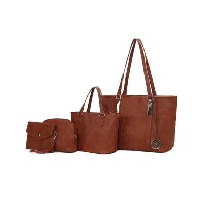 Mkf Collection By Mia K Arya Signature Tote Bag, Mini Tote, Pouch And Wristlet By Mia K In Brown