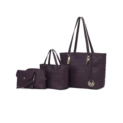 Mkf Collection By Mia K Arya Signature Tote Bag, Mini Tote, Pouch And Wristlet By Mia K In Purple