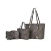 Mkf Collection By Mia K Arya Signature Tote Bag, Mini Tote, Pouch And Wristlet By Mia K In Silver
