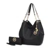 Mkf Collection By Mia K Ashley Women's Sleek Hobo Bag And Wristlet Wallet 2 Pcs Set By Mia K In Black