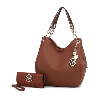 Mkf Collection By Mia K Ashley Women's Sleek Hobo Bag And Wristlet Wallet 2 Pcs Set By Mia K In Brown