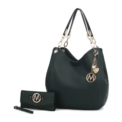 Mkf Collection By Mia K Ashley Women's Sleek Hobo Bag And Wristlet Wallet 2 Pcs Set By Mia K In Green