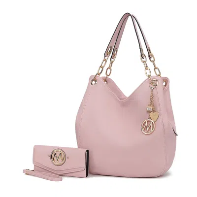Mkf Collection By Mia K Ashley Women's Sleek Hobo Bag And Wristlet Wallet 2 Pcs Set By Mia K In Pink