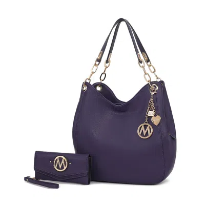 Mkf Collection By Mia K Ashley Women's Sleek Hobo Bag And Wristlet Wallet 2 Pcs Set By Mia K In Purple