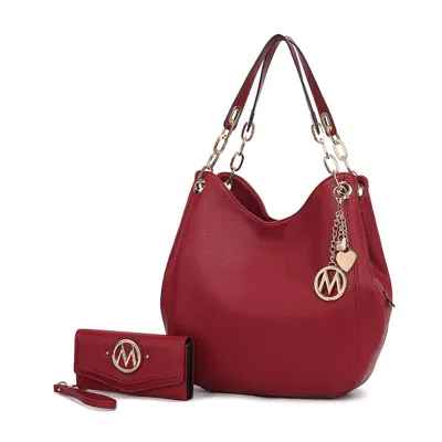 Mkf Collection By Mia K Ashley Women's Sleek Hobo Bag And Wristlet Wallet 2 Pcs Set By Mia K In Red