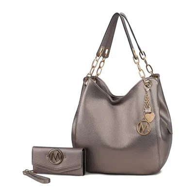 Mkf Collection By Mia K Ashley Women's Sleek Hobo Bag And Wristlet Wallet 2 Pcs Set By Mia K In Silver