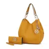 Mkf Collection By Mia K Ashley Women's Sleek Hobo Bag And Wristlet Wallet 2 Pcs Set By Mia K In Yellow