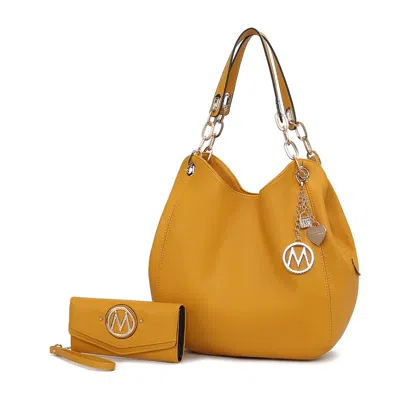 Mkf Collection By Mia K Ashley Women's Sleek Hobo Bag And Wristlet Wallet 2 Pcs Set By Mia K In Yellow
