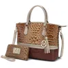 Mkf Collection By Mia K Autumn Crocodile Skin Tote Bag With Wallet In Gray