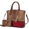 Mkf Collection By Mia K Autumn Crocodile Skin Tote Bag With Wallet In Green