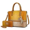 Mkf Collection By Mia K Autumn Crocodile Skin Tote Bag With Wallet In Yellow
