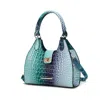 Mkf Collection By Mia K Ava Gradient Croco Tote Bag In Blue