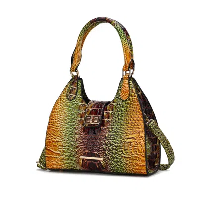 MKF COLLECTION BY MIA K AVA GRADIENT RAINBOW FAUX CROCODILE-EMBOSSED VEGAN LEATHER WOMEN'S TOTE BY MIA K
