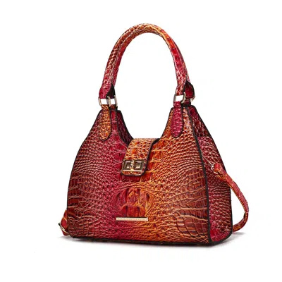 Mkf Collection By Mia K Ava Gradient Rainbow Faux Crocodile-embossed Vegan Leather Women's Tote By Mia K In Pink