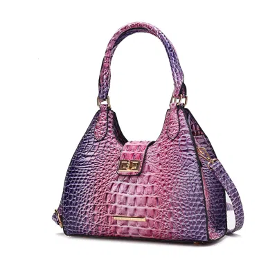 Mkf Collection By Mia K Ava Gradient Rainbow Faux Crocodile-embossed Vegan Leather Women's Tote By Mia K In Purple