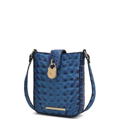 Mkf Collection By Mia K Avery Faux Crocodile Embossed Vegan Leather Women's Crossbody Bag In Blue