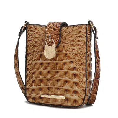 Mkf Collection By Mia K Avery Faux Crocodile Embossed Vegan Leather Women's Crossbody Bag In Grey