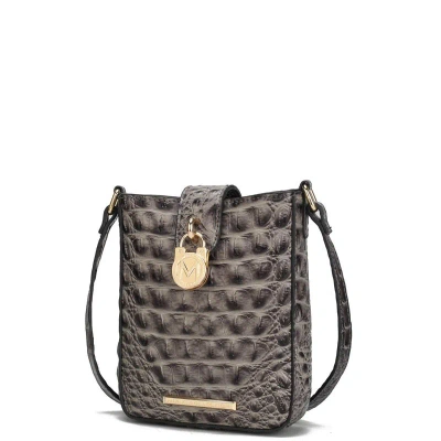 Mkf Collection By Mia K Avery Faux Crocodile Embossed Vegan Leather Women's Crossbody Bag In Grey
