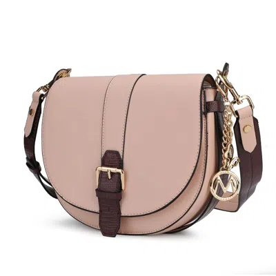 Mkf Collection By Mia K Ayla Snake-embossed Color Block Vegan Leather Women's Shoulder Bag In Gold