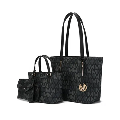 Mkf Collection By Mia K Aylet M Tote With Mini Bag And Wristlet Pouch In Black