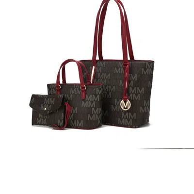 Mkf Collection By Mia K Aylet M Tote With Mini Bag And Wristlet Pouch In Red
