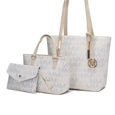 Mkf Collection By Mia K Aylet M Tote With Mini Bag And Wristlet Pouch In White