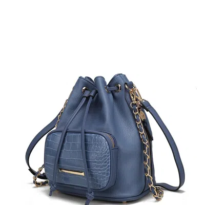 Mkf Collection By Mia K Azalea Vegan Leather Bucket Hobo Bag In Blue