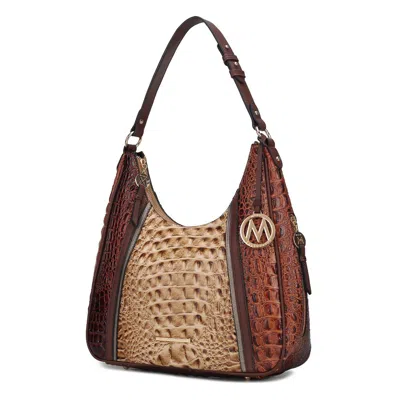 Mkf Collection By Mia K Becket Faux Crocodile-embossed Vegan Leather Women's Shoulder Bag In Brown