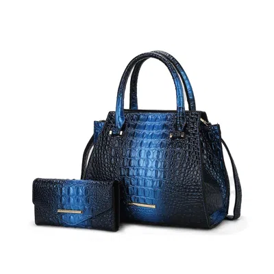 Mkf Collection By Mia K Bently Croc-embossed Tote & Wallet Set Handbag By Mia K. In Blue