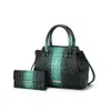 Mkf Collection By Mia K Bently Croc-embossed Tote & Wallet Set Handbag By Mia K. In Green