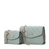 Mkf Collection By Mia K Blossom Quilted Women's Shoulder Bag With A Mini Bag Set In Blue