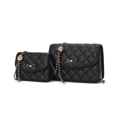 Mkf Collection By Mia K Blossom Quilted Women's Shoulder Bag With A Mini Bag Set By Mia K In Black
