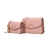 Mkf Collection By Mia K Blossom Quilted Women's Shoulder Bag With A Mini Bag Set By Mia K In Pink