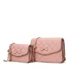 Mkf Collection By Mia K Blossom Quilted Women's Shoulder Bag With A Mini Bag Set In Pink