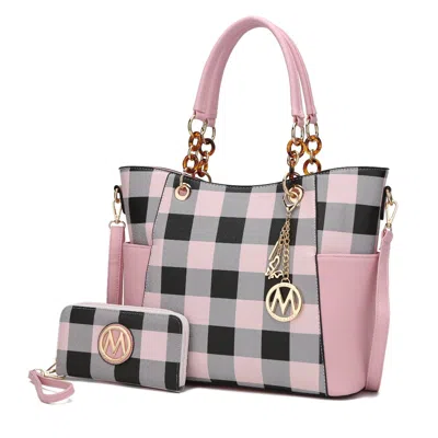 Mkf Collection By Mia K Bonita Checker Tote Handbag For Women's In Pink