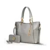 Mkf Collection By Mia K Bonita Tote Handbag With Wallet - 2 Pieces In Silver