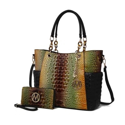 Mkf Collection By Mia K Bonita Women's Croco Tote Bag & Wallet Set By Mia K In Brown