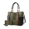 Mkf Collection By Mia K Bonita Women's Croco Tote Bag & Wallet Set By Mia K In Green
