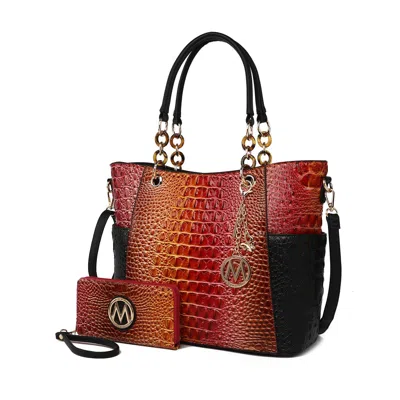 Mkf Collection By Mia K Bonita Women's Croco Tote Bag & Wallet Set By Mia K In Pink