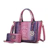 Mkf Collection By Mia K Frankie Gradient Croco Shoulder Bag And Wallet Set In Purple