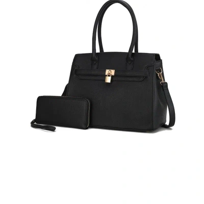 Mkf Collection By Mia K Bruna Satchel Bag With A Matching Wallet -2 Pieces Set In Black