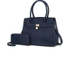 Mkf Collection By Mia K Bruna Satchel Bag With A Matching Wallet -2 Pieces Set In Blue