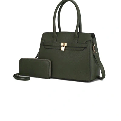 Mkf Collection By Mia K Bruna Satchel Bag With A Matching Wallet -2 Pieces Set In Green